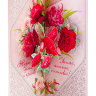 Открытка-конверт для денег с поздравлением "С днем рождения!" с розами и серебристыми блёстками, 230х92мм