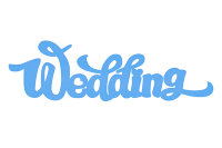 Табличка "Wedding", дерево, голубой, 67х20см