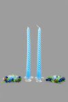 Набор подарочный &quot;Нежность&quot;, синий, 26х14х3 см, 2 свечи витые + 2 подсвечника из стекла + 2 свечи в стекле.