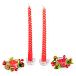 Набор подарочный &quot;Нежность&quot;, красный, 26х14х3 см, 2 свечи витые + 2 подсвечника из стекла + 2 свечи в стекле.