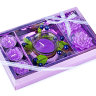 Набор подарочный "Нежность" фиолетовый, 22х13х5 см,  3 чайные свечи + 2 свечи в виде лотоса  + подсвечник из стекла