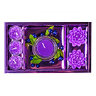 Набор подарочный "Нежность" фиолетовый, 22х13х5 см,  3 чайные свечи + 2 свечи в виде лотоса  + подсвечник из стекла