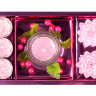 Набор подарочный "Нежность" розовый, 22х13х5 см,  3 чайные свечи + 2 свечи в виде лотоса  + подсвечник из стекла