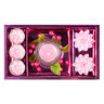 Набор подарочный "Нежность" розовый, 22х13х5 см,  3 чайные свечи + 2 свечи в виде лотоса  + подсвечник из стекла