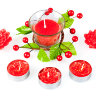 Набор подарочный "Нежность" красный, 22х13х5 см,  3 чайные свечи + 2 свечи в виде лотоса  + подсвечник из стекла