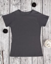 Футболка темно-серая женская с коротким рукавом однотонная базовая стильная классическая