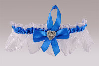 Подвязка невесты, белый с синим