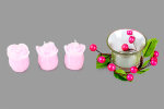 Набор подарочный &quot;Нежность&quot; розовый, 15х11х5 см,  3 свечи в виде розы + подсвечник из стекла